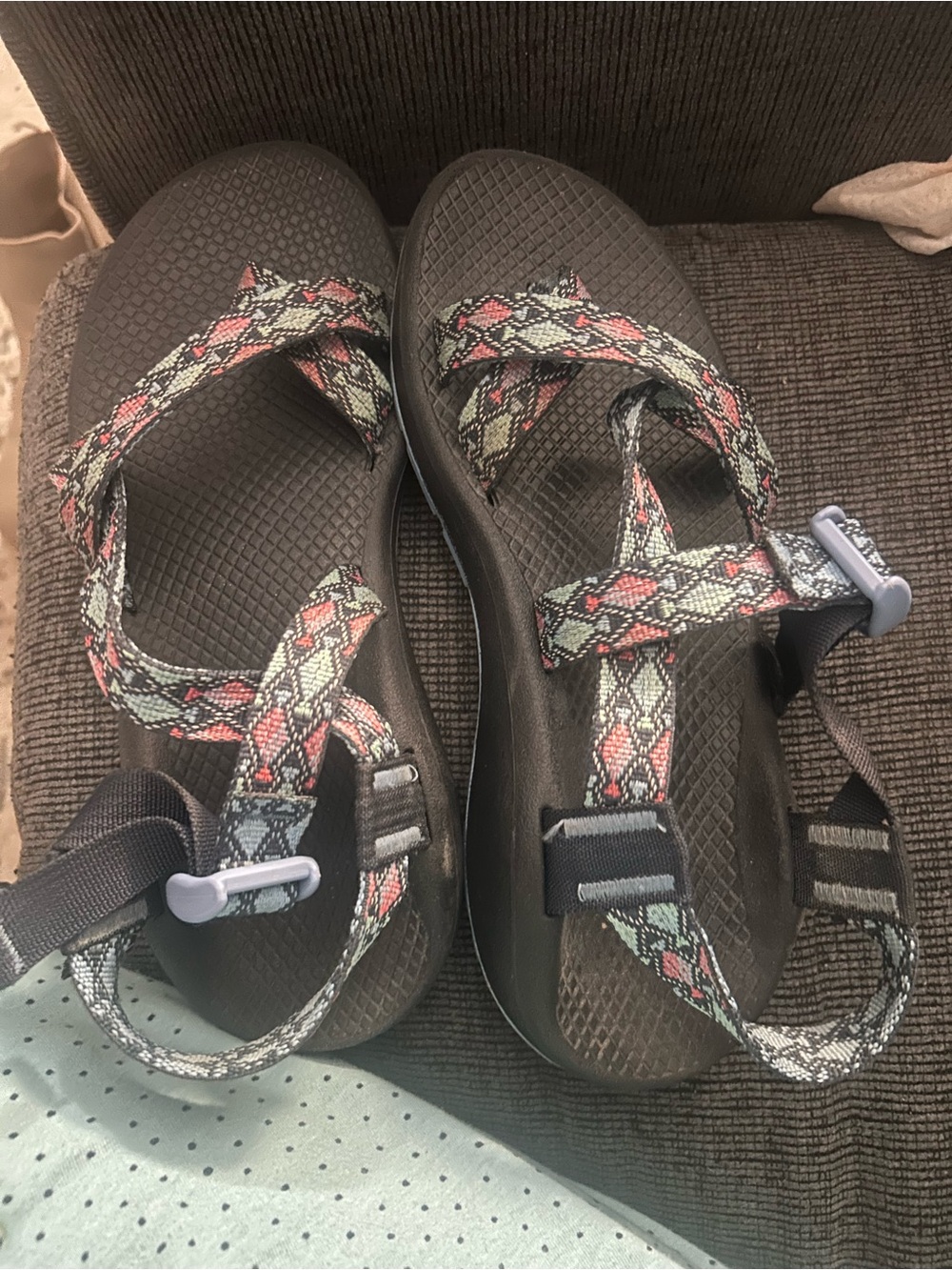 Chaco Women's Multicolor Patterned Strap Sport Sandals - Black Footbed